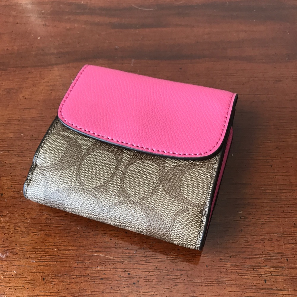 Coach Small Wallet Signature PVC and Leather Khaki - Picture 2 of 5